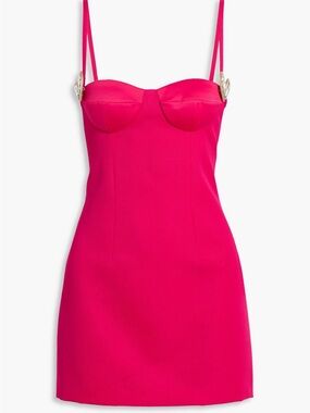 Area embellished wool-twill mini dress